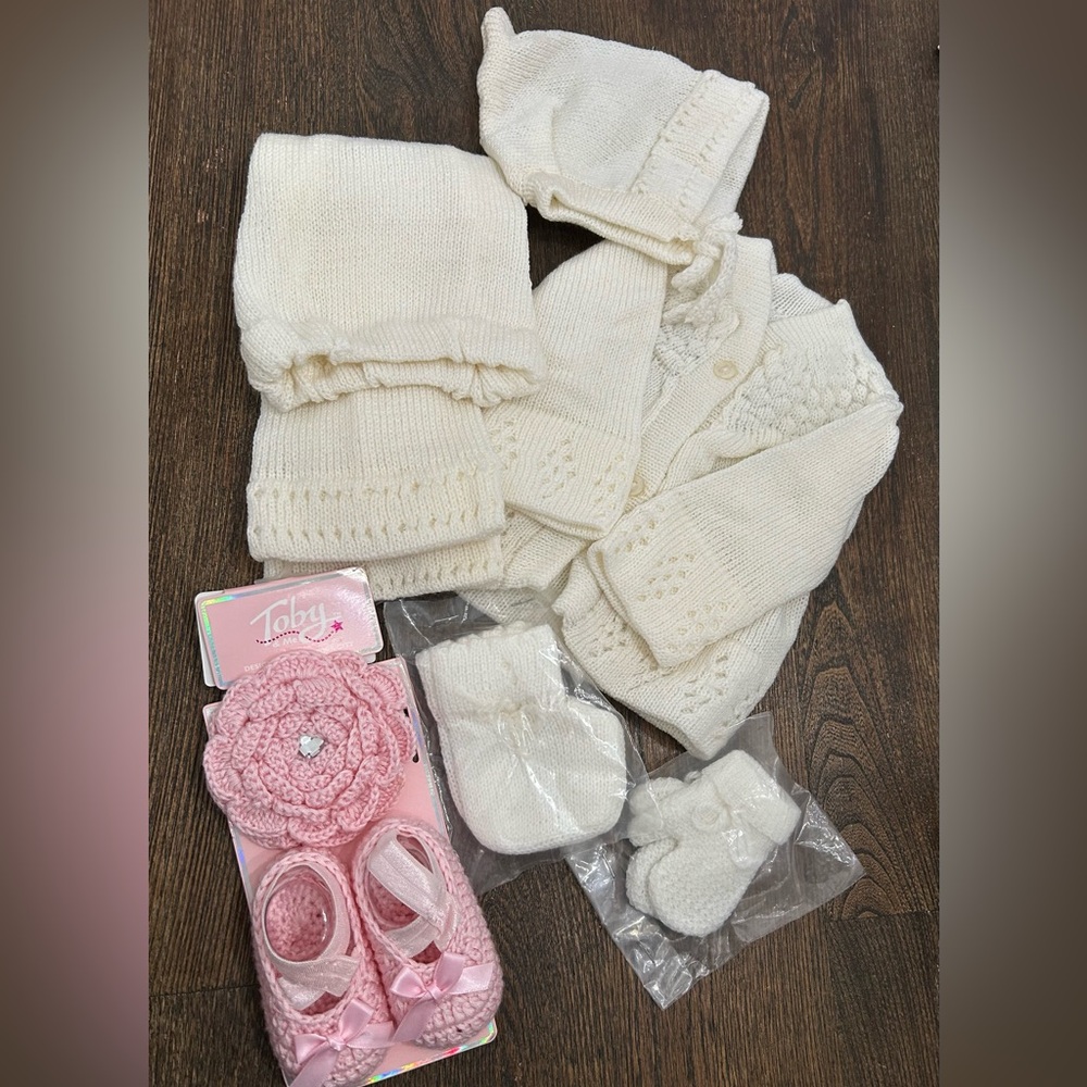 Baby Accessory newborn set, baby girl, coming home outfit sweater& pants